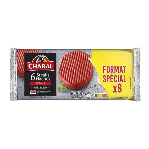 6 steaks hachés pur bœuf 15% M.G. CHARAL
