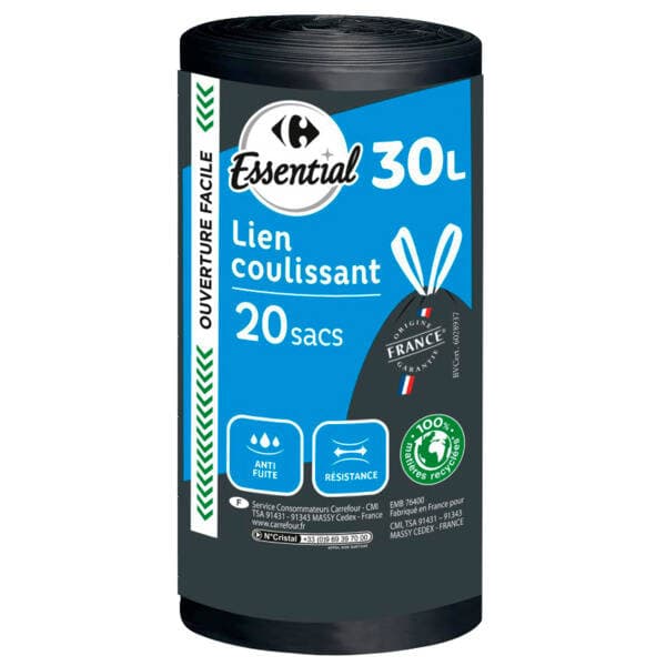 CARREFOUR 15 sacs poubelle 50 L
