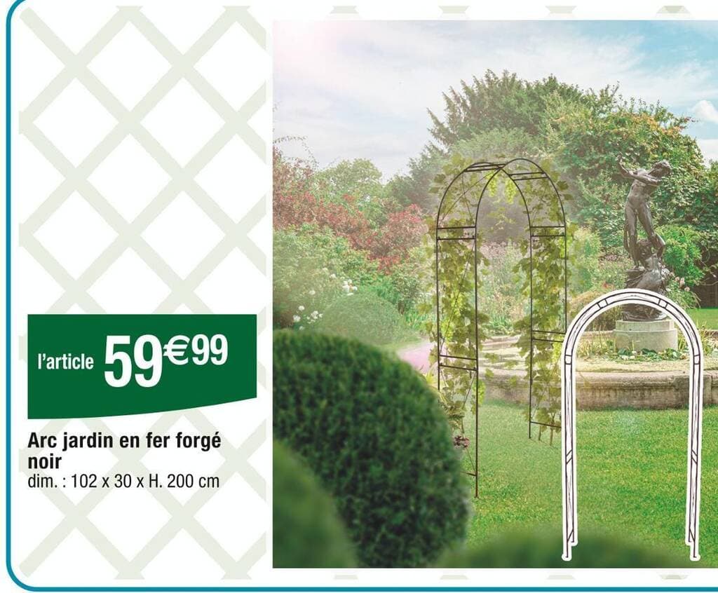 Arc jardin en fer forgé noir