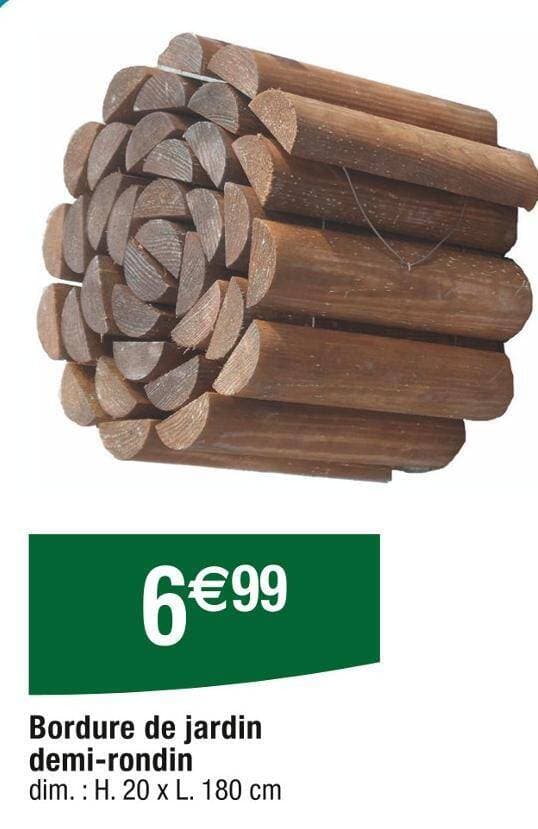 Bordure de jardin demi-rondin