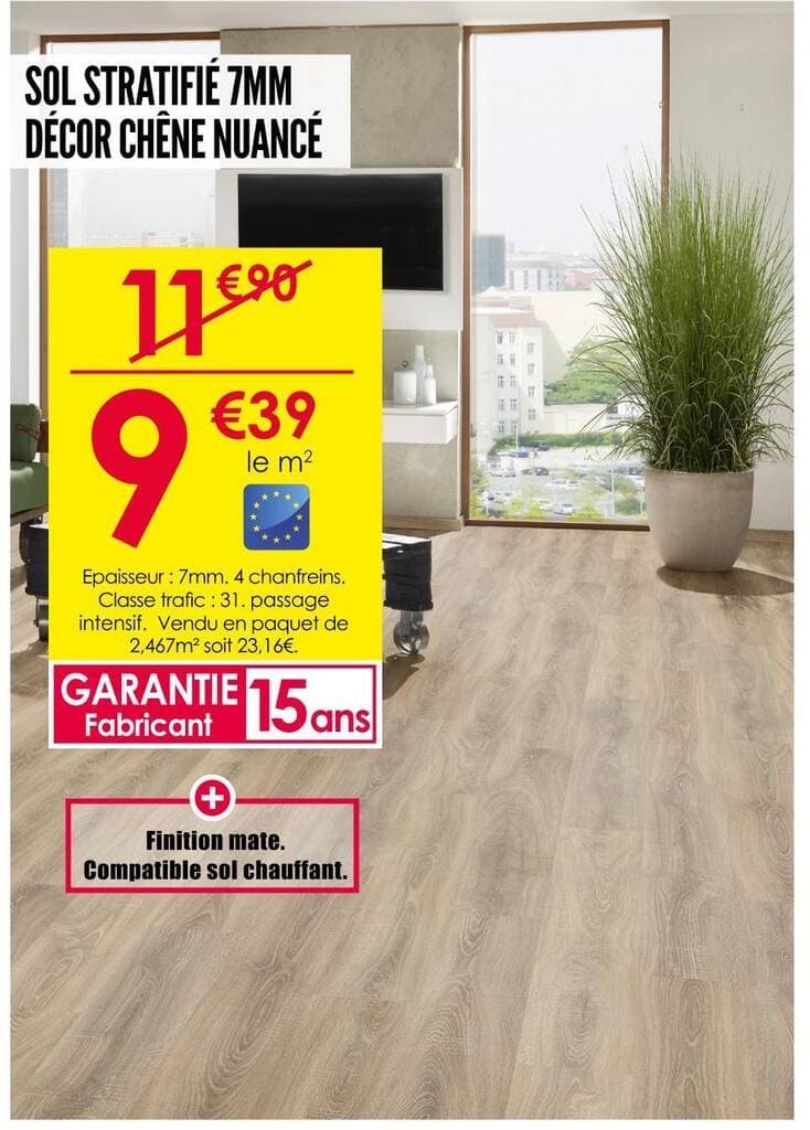 SOL STRATIFIÉ 7MM DÉCOR CHÊNE NUANCÉ