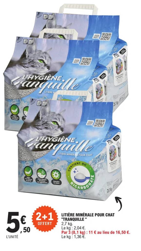 LITIÈRE MINÉRALE POUR CHAT "TRANQUILLE"