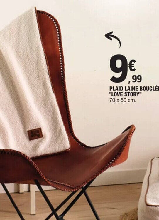 PLAID LAINE BOUCLÉE "LOVE STORY" 70 x 50 cm.