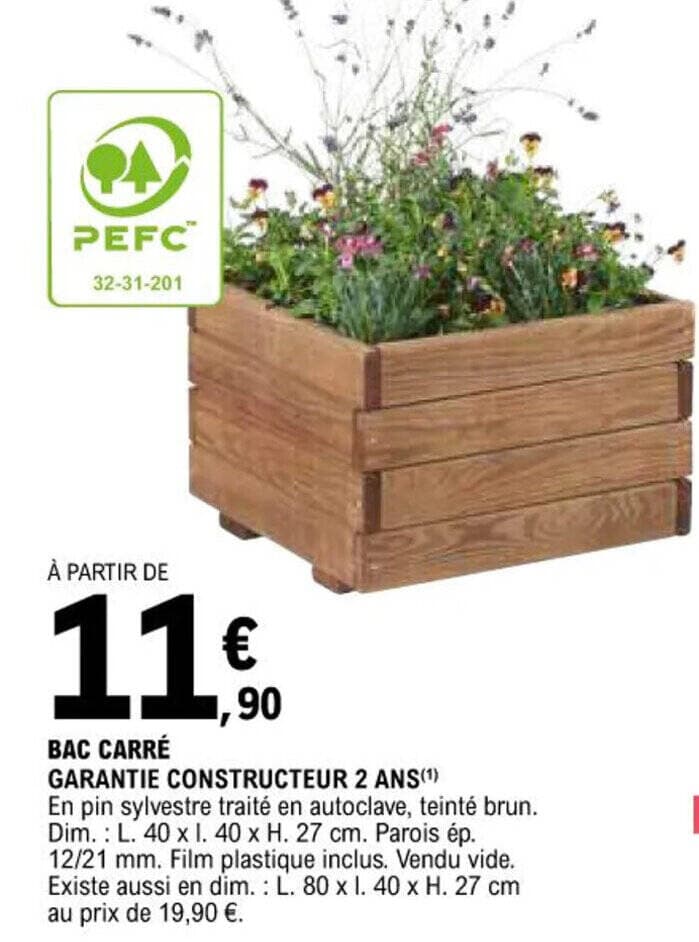 BAC CARRÉ GARANTIE CONSTRUCTEUR 2 ANS(¹)