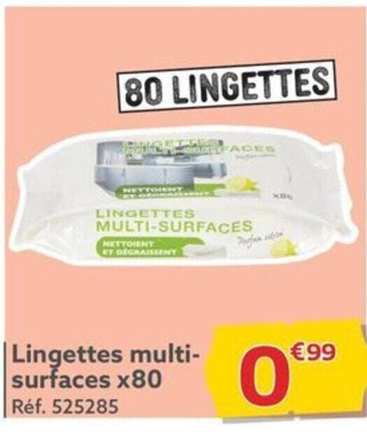 Lingettes multi-surfaces x80 Réf. 525285