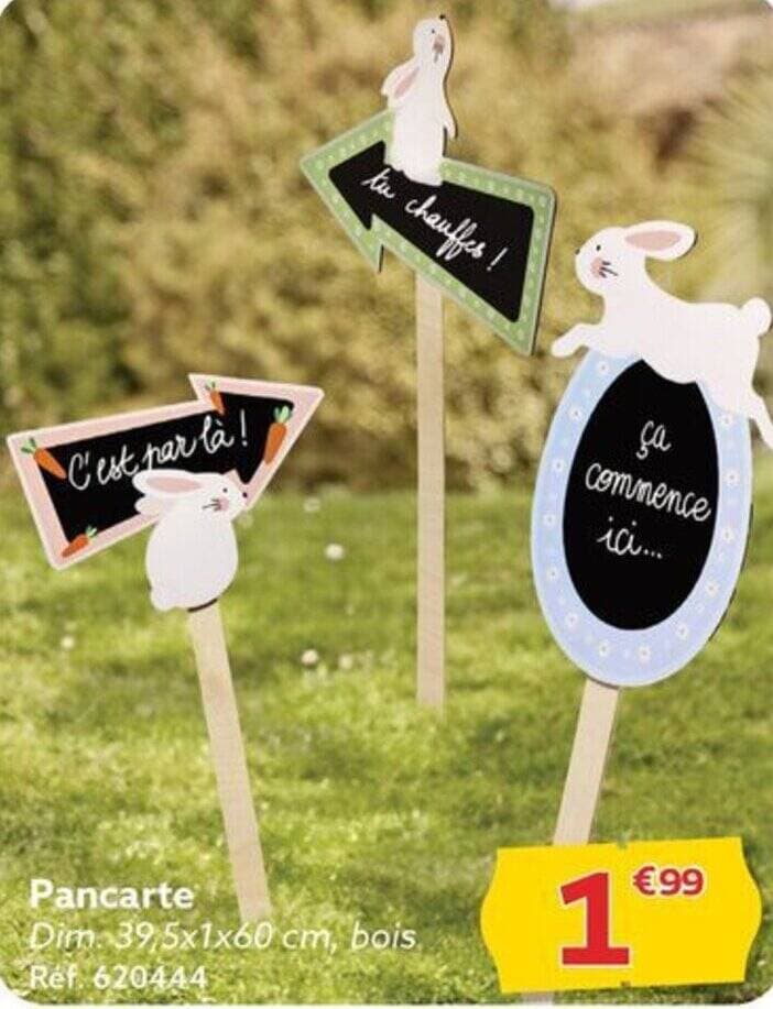 Pancarte Dim. 39,5x1x60 cm, bois Ref. 620444
