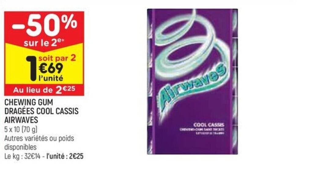 CHEWING GUM DRAGÉES COOL CASSIS AIRWAVES