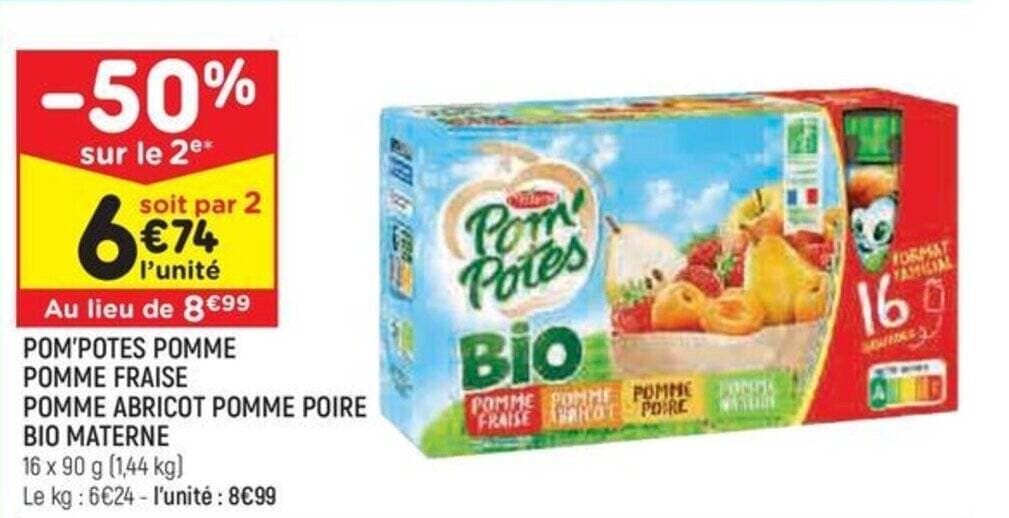 POM'POTES POMME POMME FRAISE POMME ABRICOT POMME POIRE BIO MATERNE