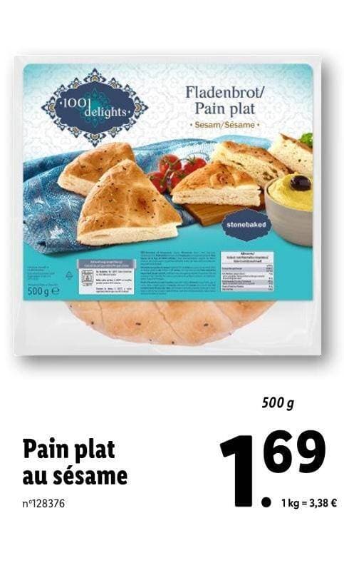 100 delights Pain plat au sésame