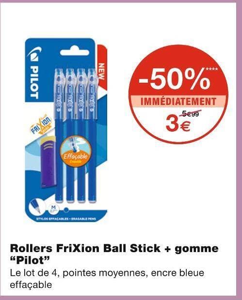 Pilot Rollers FriXion Ball Stick + gomme