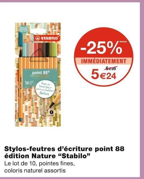 Stabilo Stylos-feutres d’écriture point 88 édition Nature