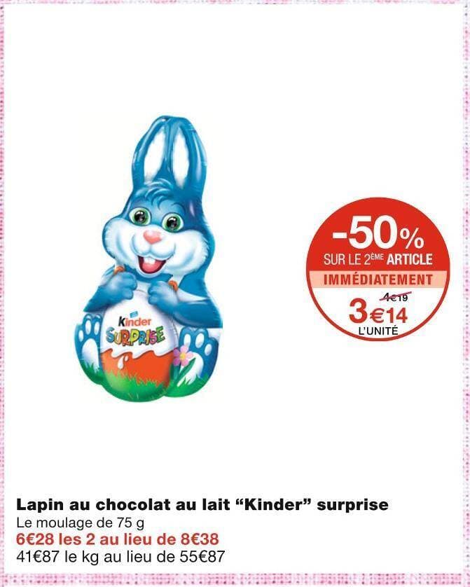 Kinder Lapin au chocolat au lait surprise