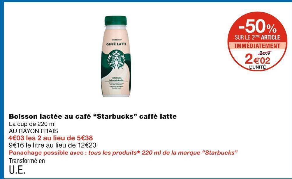 Starbucks Boisson lactée au café Starbucks caffè latte