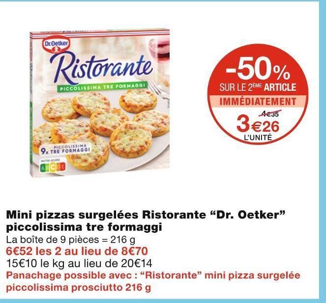 Dr. Oetker Mini pizzas surgelées Ristorante piccolissima tre formaggi