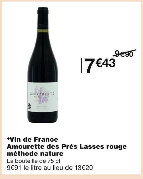 Amourette des Prés Lasses Vin de France rouge méthode nature
