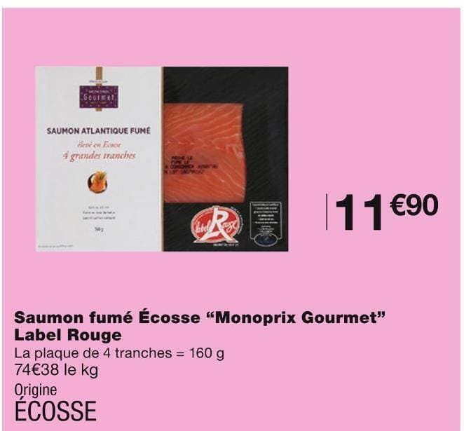Monoprix Gourmet Saumon fumé Écosse Label Rouge