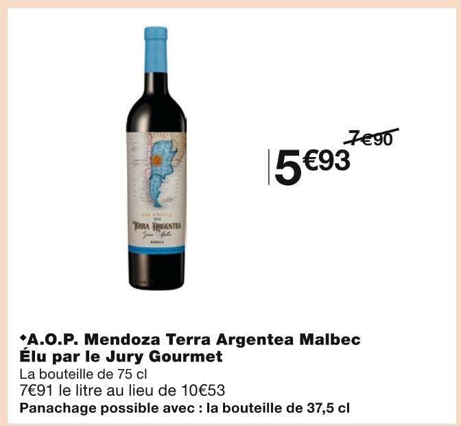A.O.P. Mendoza Terra Argentea Malbec Élu par le Jury Gourmet