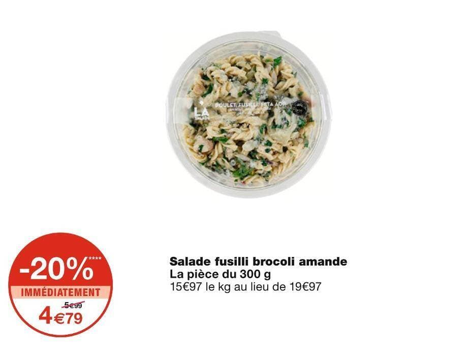Salade fusilli brocoli amande