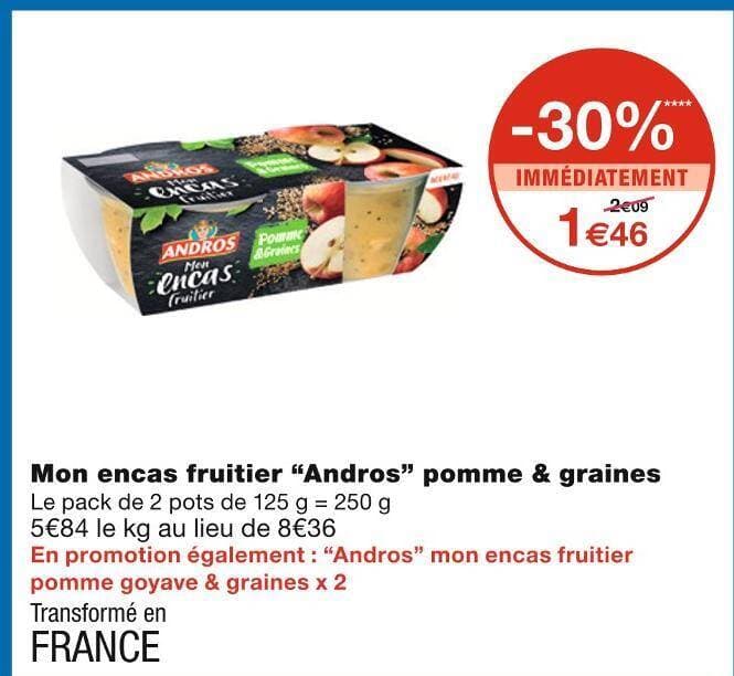 Andros Mon encas fruitier pomme & graines