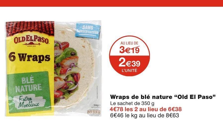 Old El Paso Wraps de blé nature