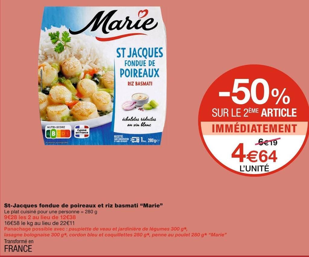 Marie St-Jacques fondue de poireaux et riz basmati