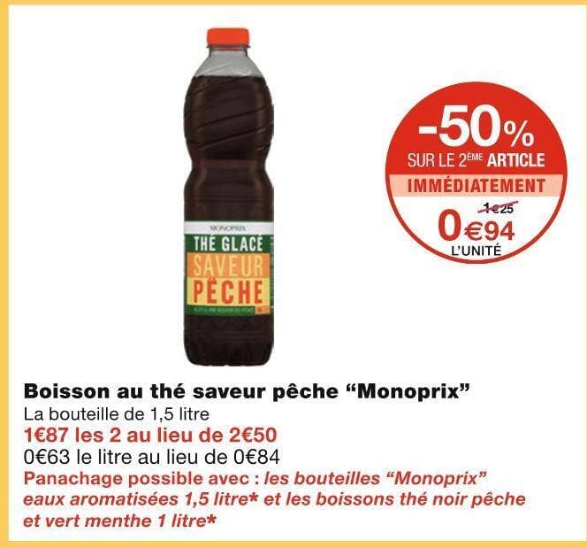 Monoprix Boisson au thé saveur pêche