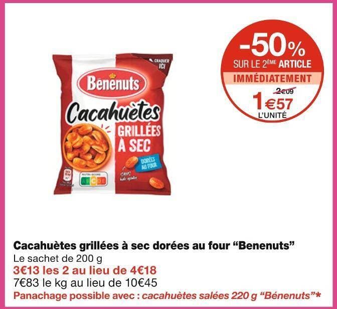 Benenuts Cacahuètes grillées à sec dorées au four
