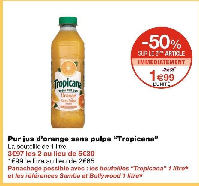 Tropicana Pur jus d’orange sans pulpe