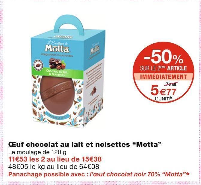 Motta Œuf chocolat au lait et noisettes