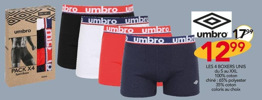 umbro LES 4 BOXERS UNIS