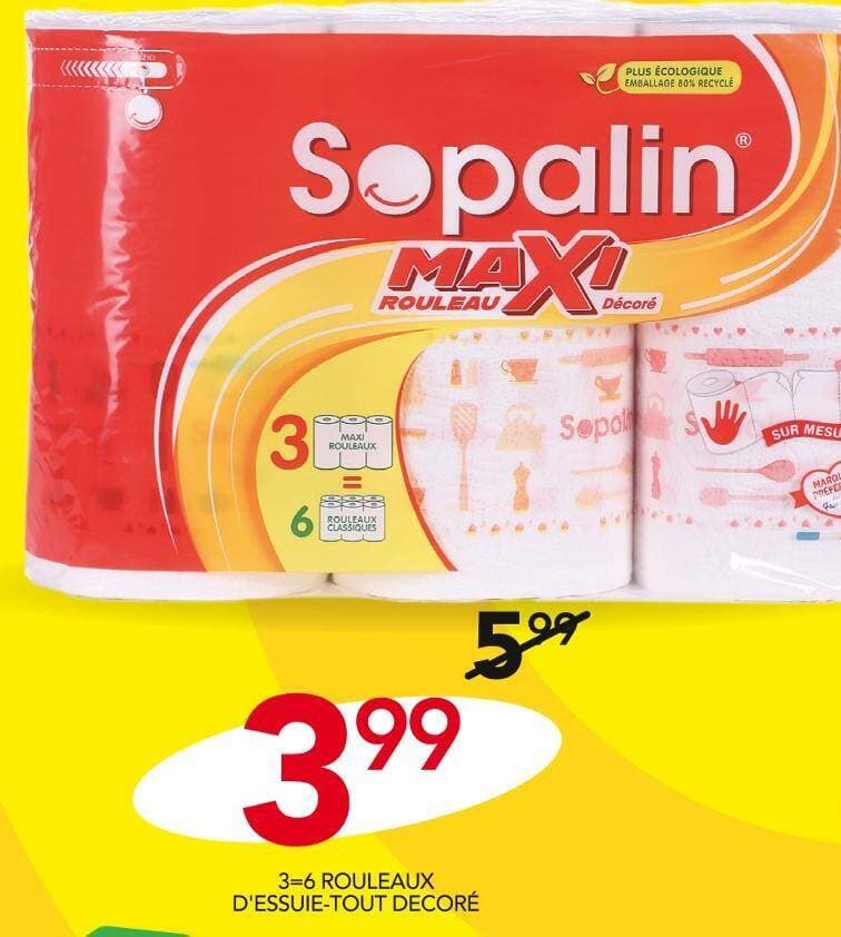 Sopalin 3=6 ROULEAUX D'ESSUIE-TOUT DECORÉ