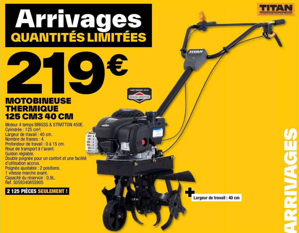 MOTOBINEUSE THERMIQUE 125 CM3 40 CM