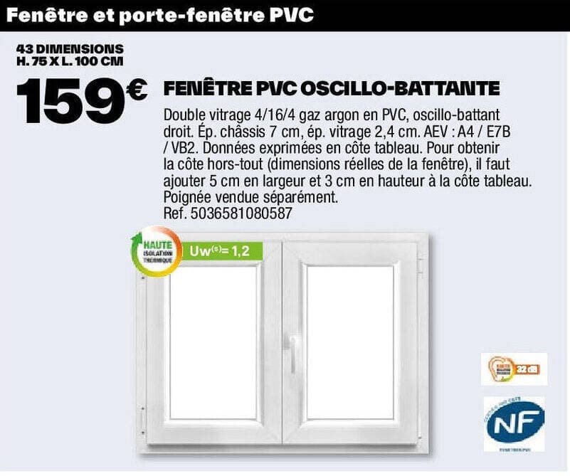 FENÊTRE PVC OSCILLO-BATTANTE