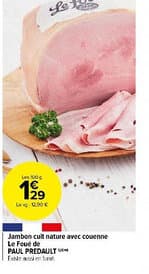 Jambon cuit nature avec couenne