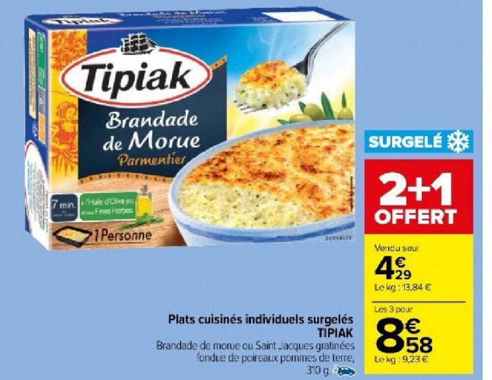 Plats cuisinés individuels surgelés TIPIAK