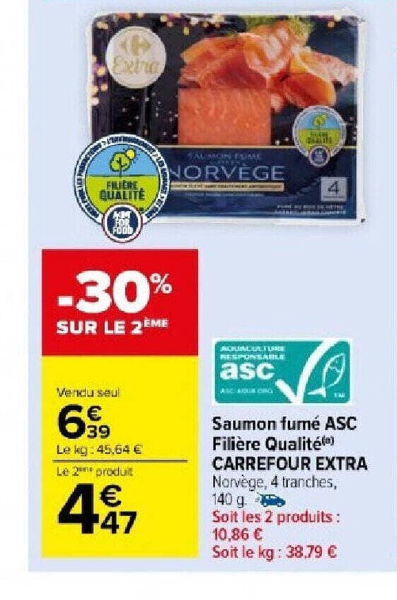 Saumon fumé ASC Filière Qualité) CARREFOUR EXTRA