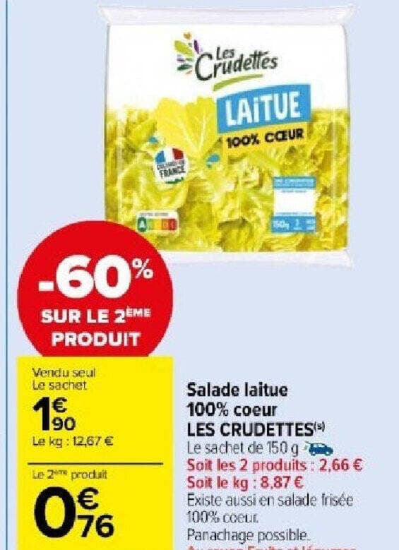 Salade laitue 100% coeur LES CRUDETTES