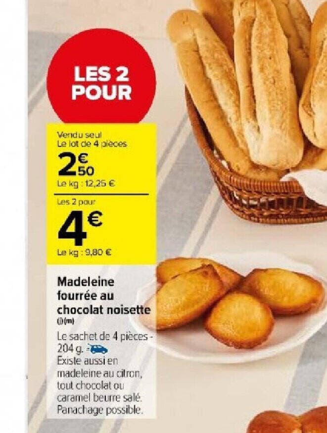 Madeleine fourrée au chocolat noisette ar