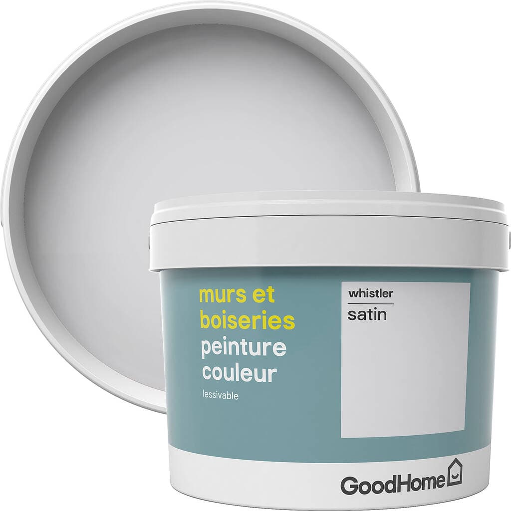 Peinture murs et boiseries GoodHome gris Whistler satin 2,5L