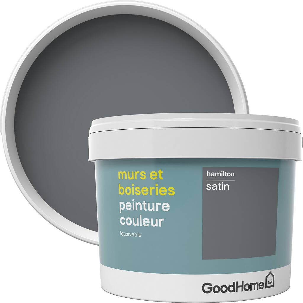 Peinture murs et boiseries GoodHome gris Hamilton satin 2,5L