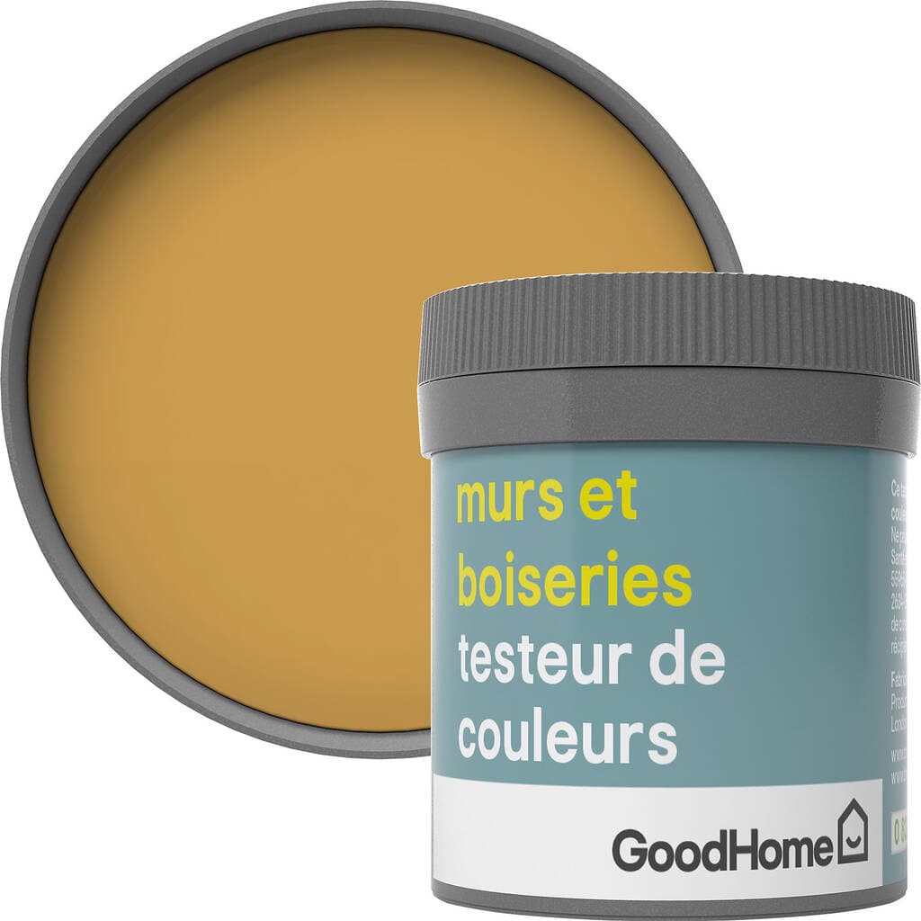 Testeur peinture murs et boiseries GoodHome jaune Chueca satin 50ml