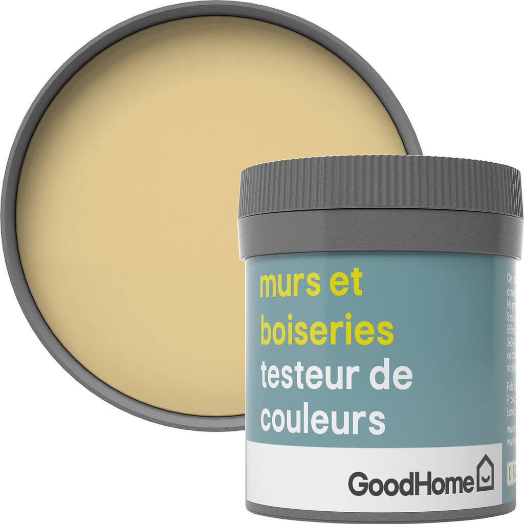 Testeur peinture murs et boiseries GoodHome jaune Santiago satin 50ml