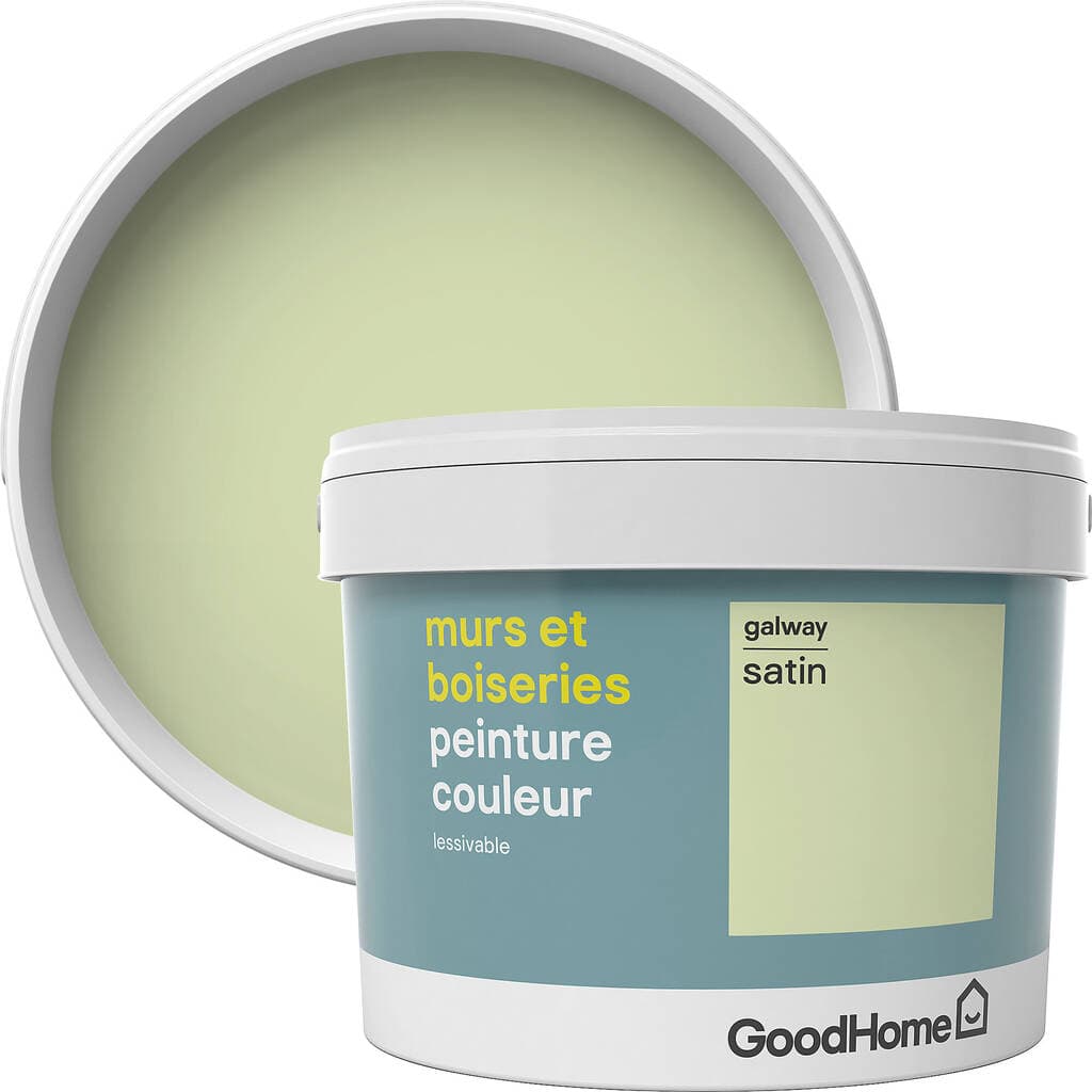 Peinture murs et boiseries GoodHome vert Galway satin 2,5L