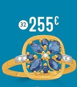 bague saphirs et diamants 0,10 ct, taille 54, or jaune et rhodié 1,97 g