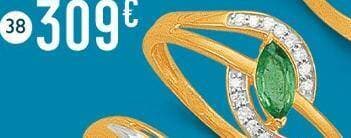 bague émeraude et diamants 0,08 ct, taille 54, or jaune et rhodié 1,71 g