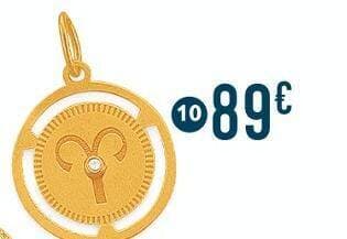 pendentif zodiaque bélier, diamant 0,07 ct, or jaune 0,65 g