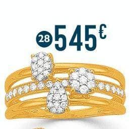 bague diamants 0,32 ct, taille 54, or jaune et rhodié 2,74 g •