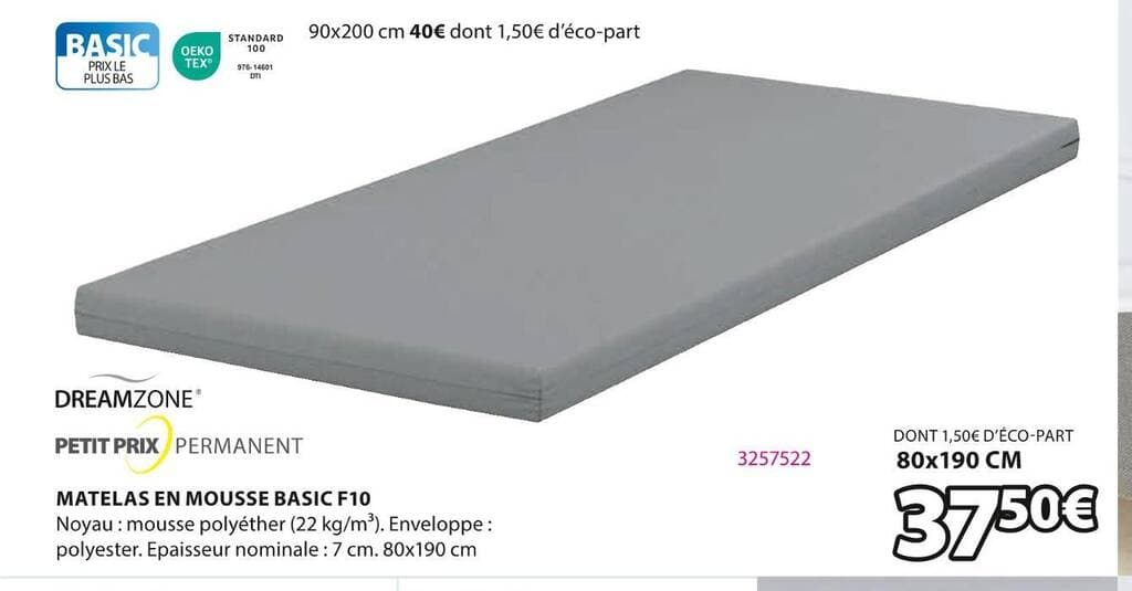 DREAMZONE MATELAS EN MOUSSE BASIC F10