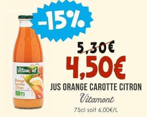 Vitamont JUS ORANGE CAROTTE CITRON