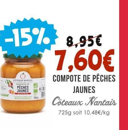 Côteaux Nantais COMPOTE DE PÊCHES JAUNES